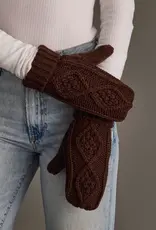 Panache Apparel Co. Cable Knit Mittens, Dark Brown