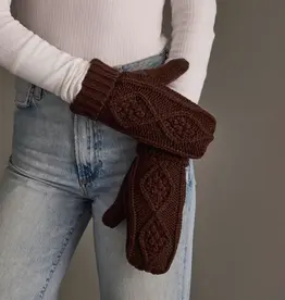 Panache Apparel Co. Cable Knit Mittens, Dark Brown