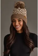 Panache Apparel Co. Patterned Pom Hat, Taupe & Beige