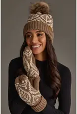 Panache Apparel Co. Patterned Pom Hat, Taupe & Beige