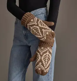 Panache Apparel Co. Patterned Mittens, Taupe & Beige