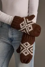 Panache Apparel Co. Patterned Mittens, Brown & White