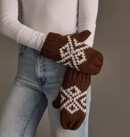 Panache Apparel Co. Patterned Mittens, Brown & White