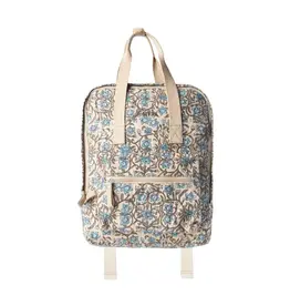 Myra Bag Pine Meadow Cotton & leather Backpack, Blue Floral