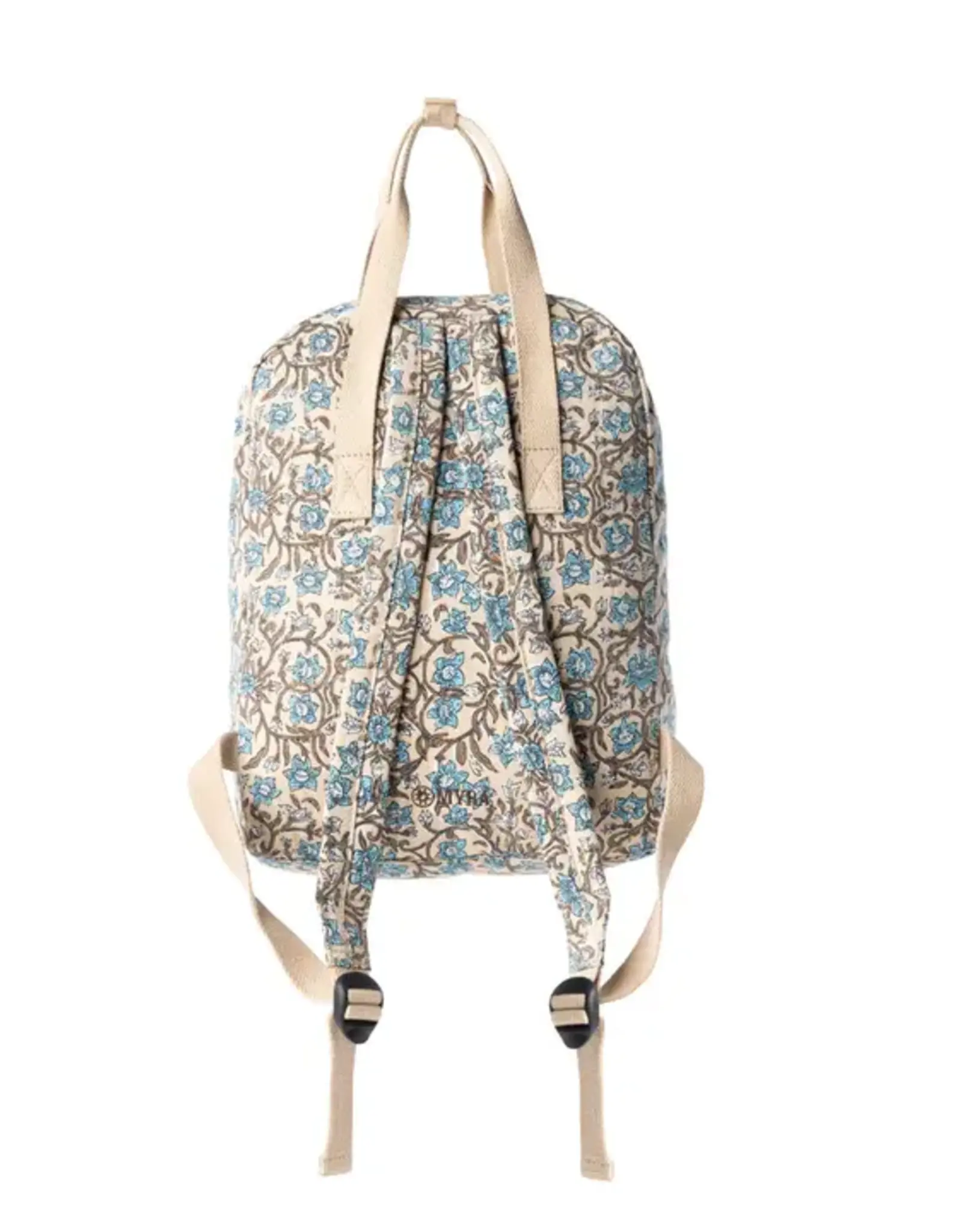 Myra Bag Pine Meadow Cotton & leather Backpack, Blue Floral