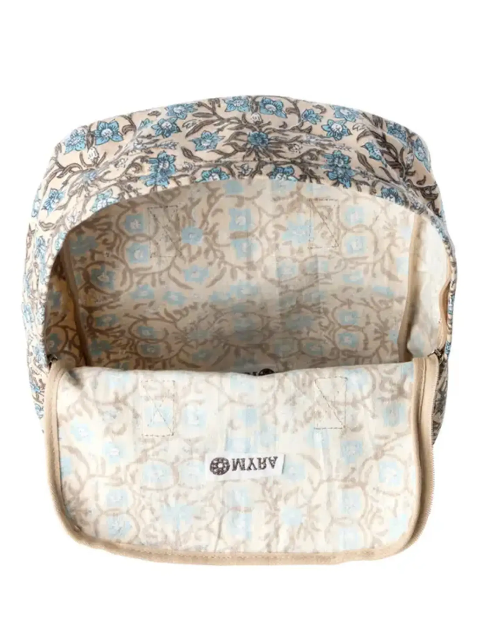 Myra Bag Pine Meadow Cotton & leather Backpack, Blue Floral