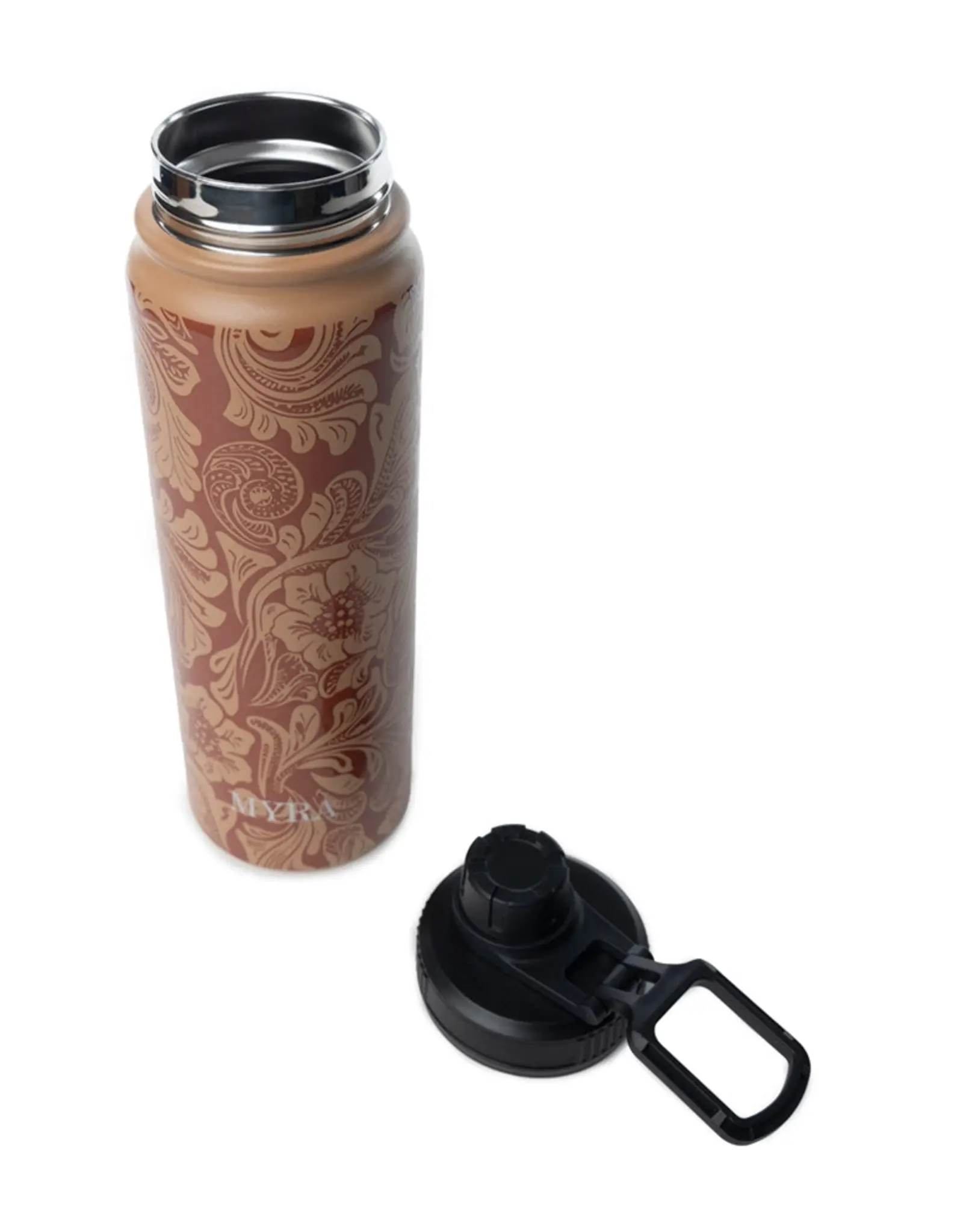 Myra Bag Moo & Bloom Stainless Steel Water Bottle, Brown