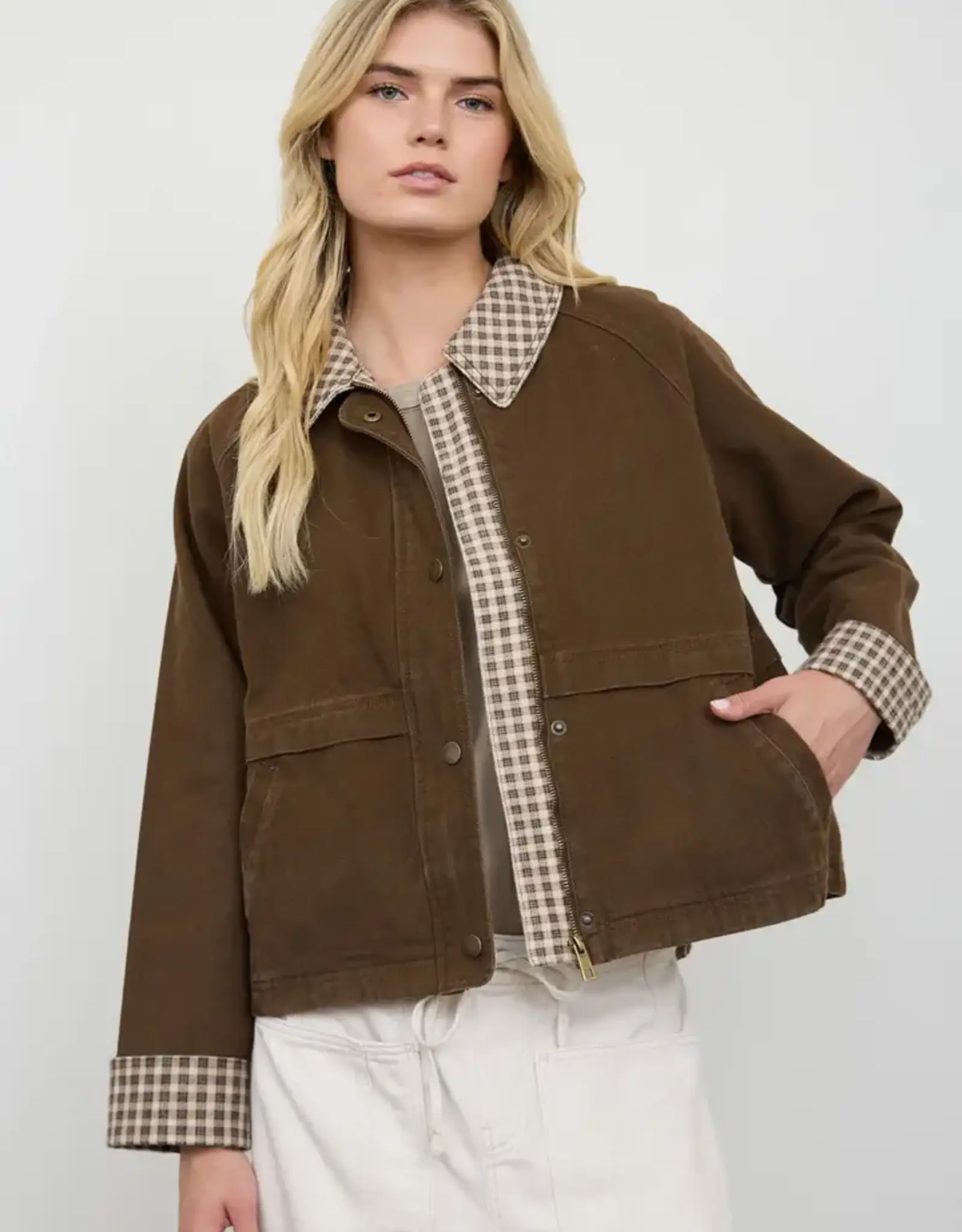Blu Pepper Gingham Collar Jacket