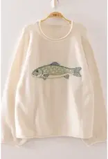 Very J Fish Long Sleeve Knit Sweater