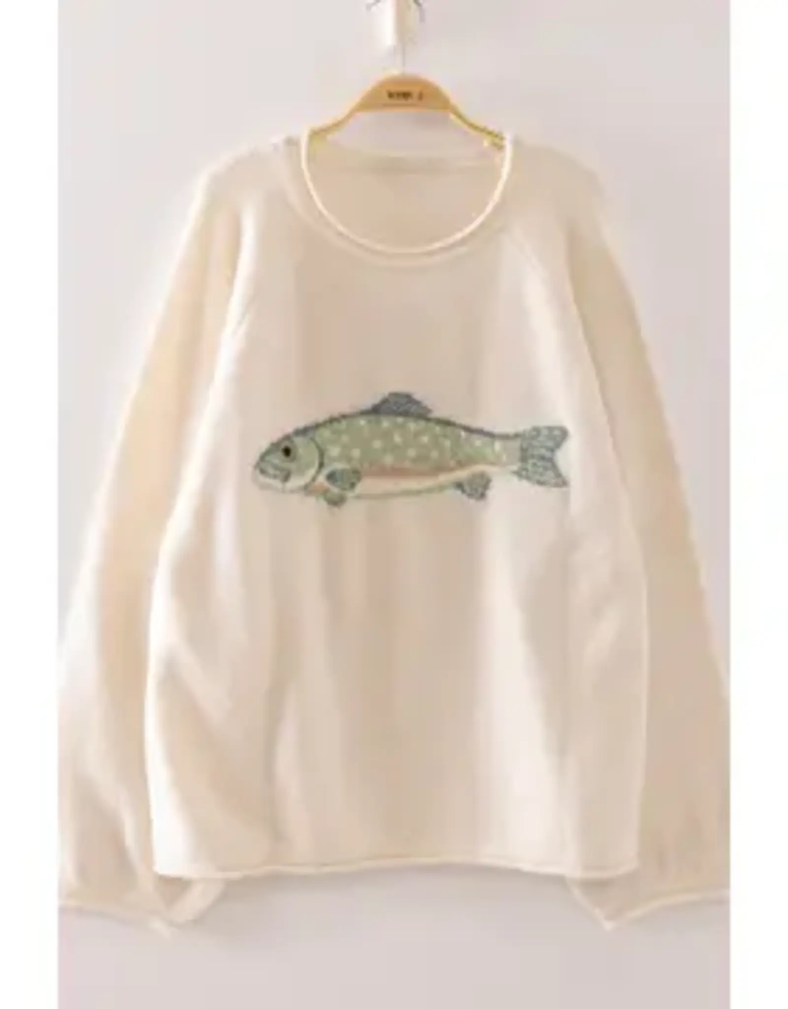 Very J Fish Long Sleeve Knit Sweater