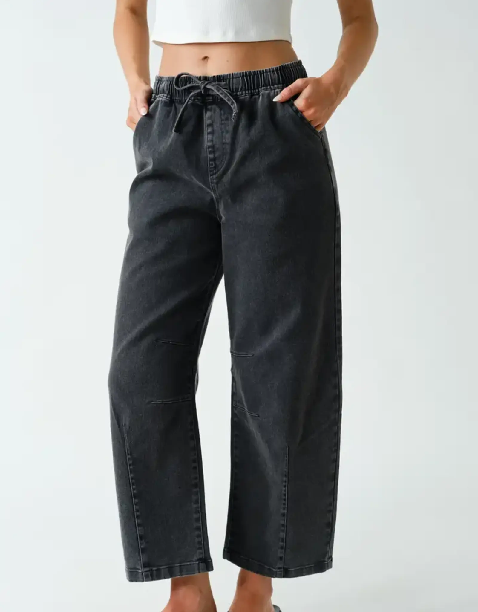 Mono B Denim Acid Wash Drawstring Pant