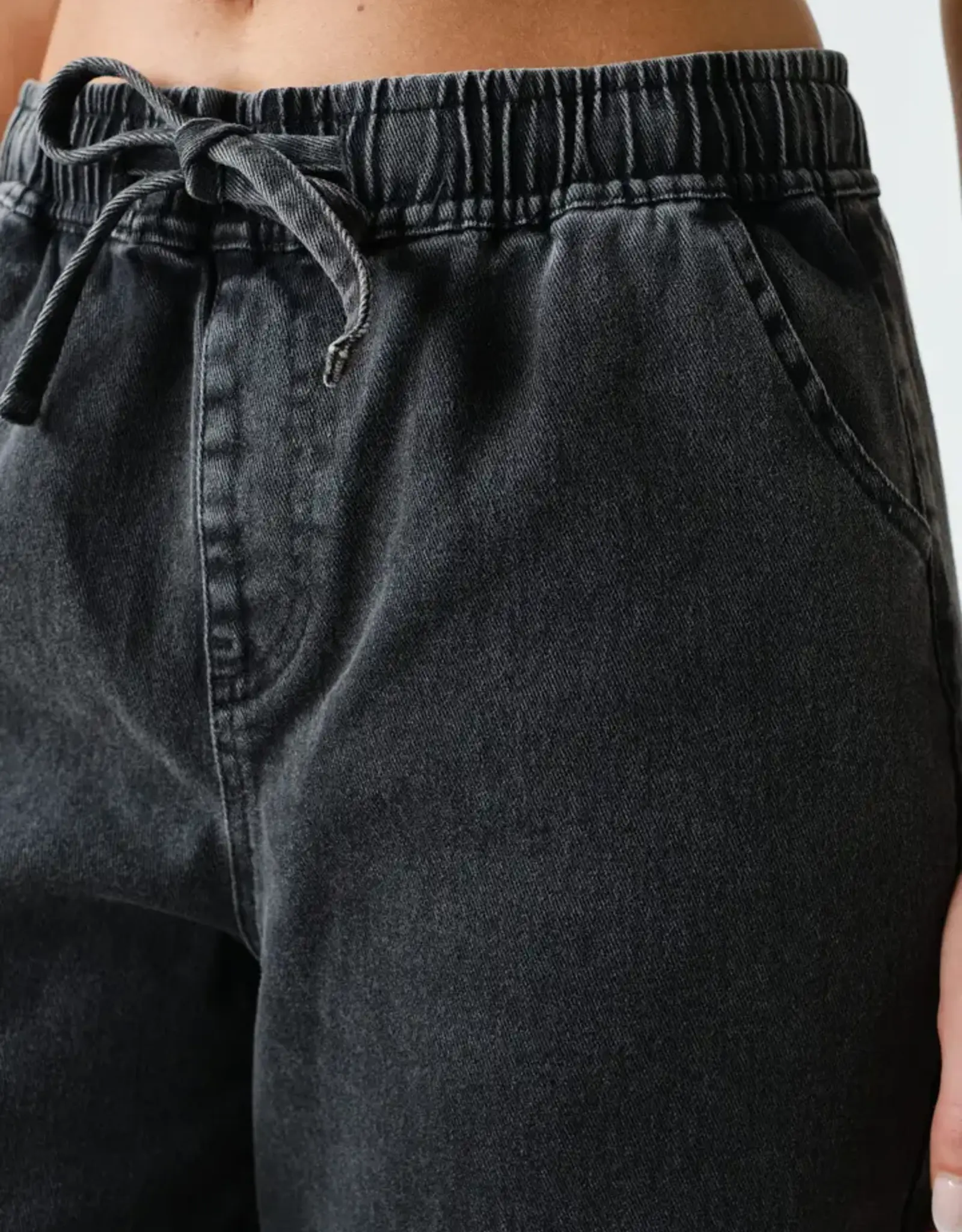 Mono B Denim Acid Wash Drawstring Pant