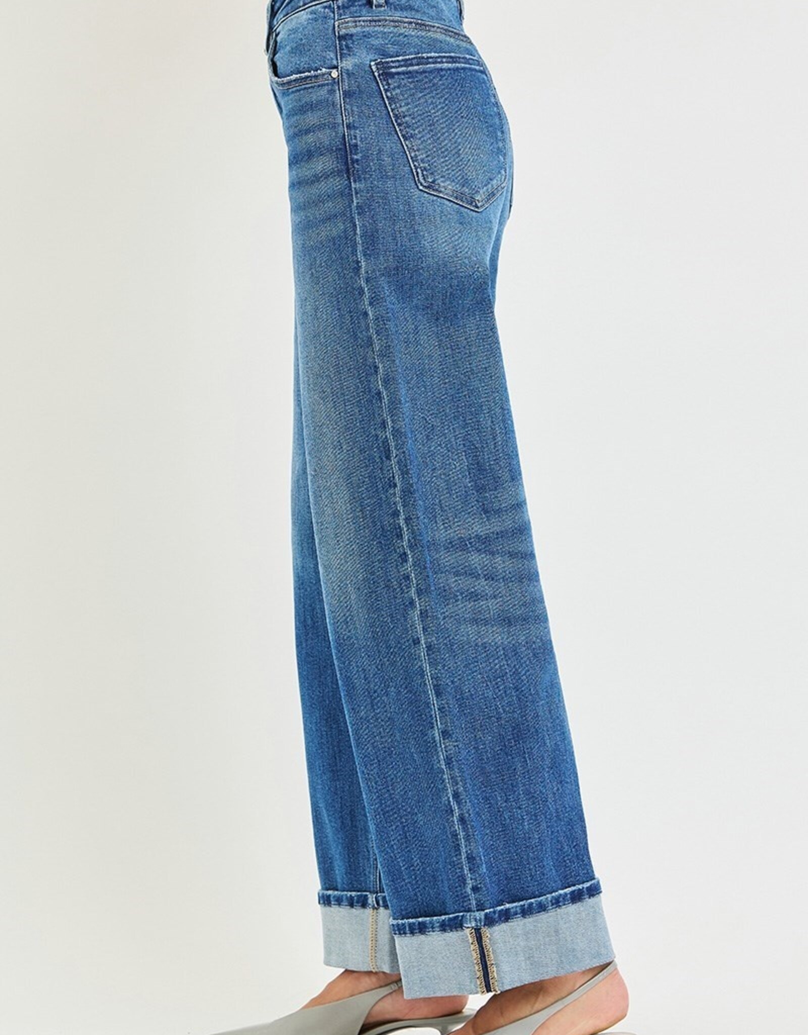 Risen Jeans Wide Leg Cuffed Jeans