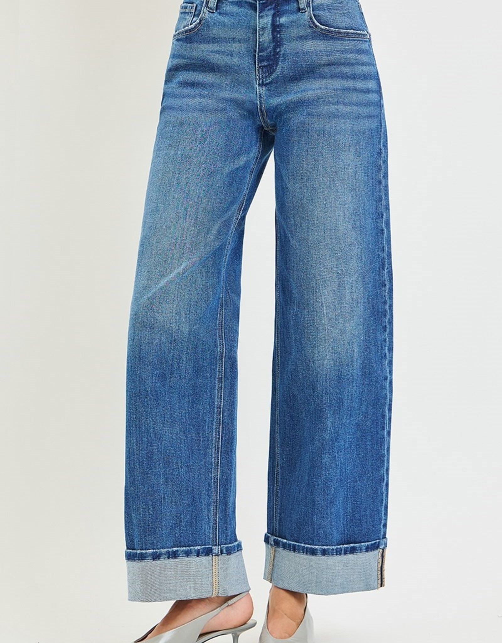 Risen Jeans Wide Leg Cuffed Jeans