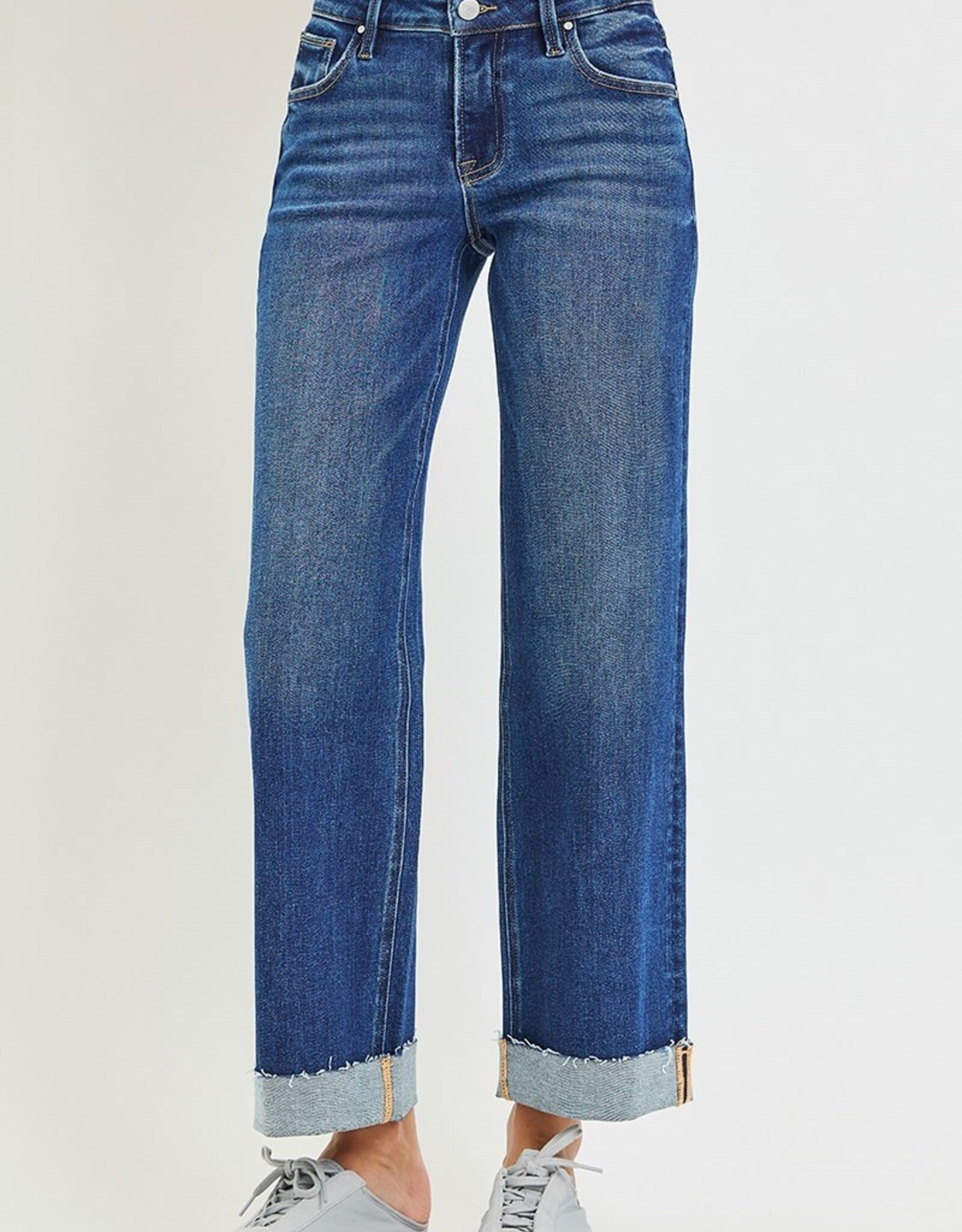 Risen Jeans Mid Rise Straight LegCuffed Jeans