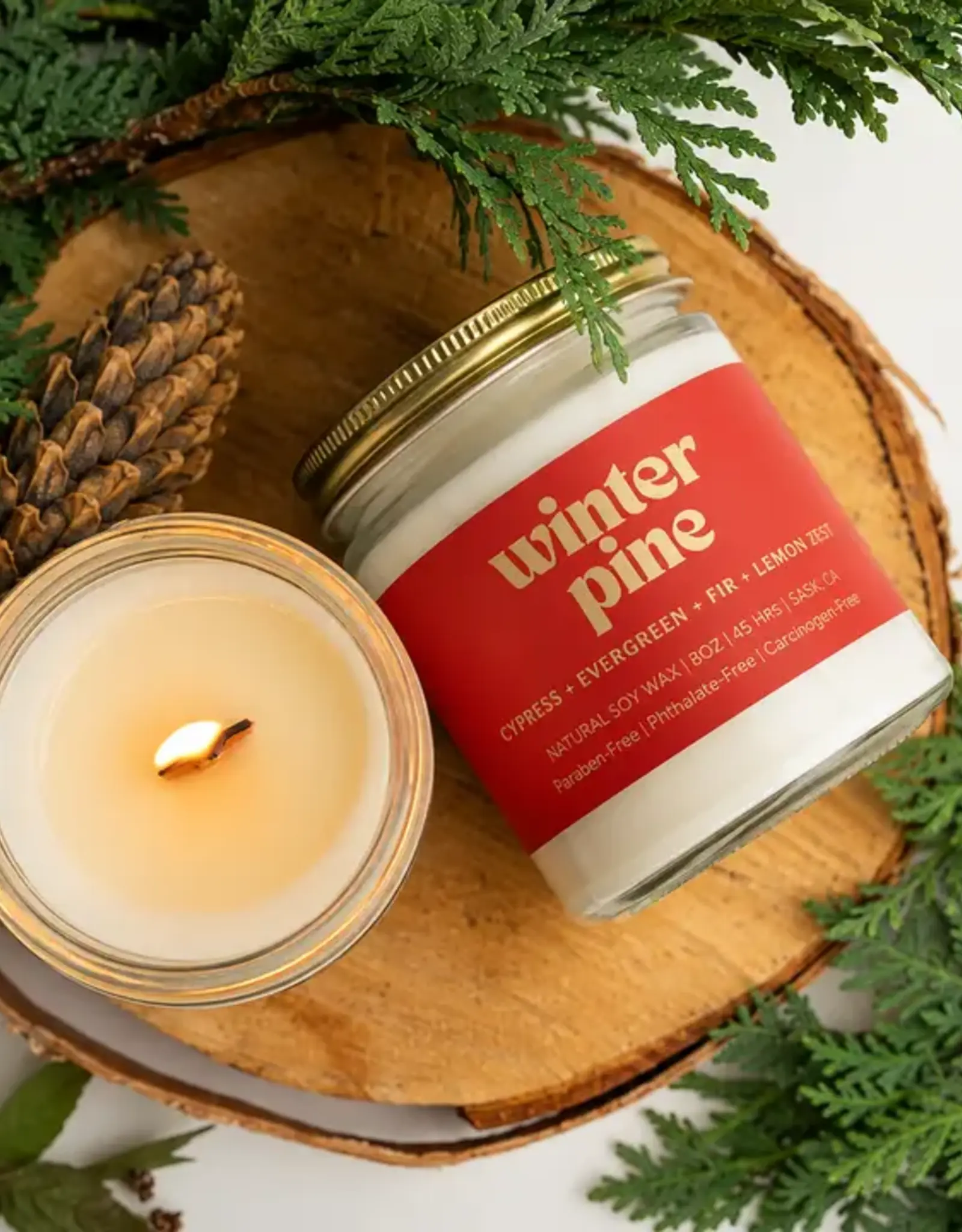 Prairie Creek Candles Wood Wick Candle, Winter Pine 8oz
