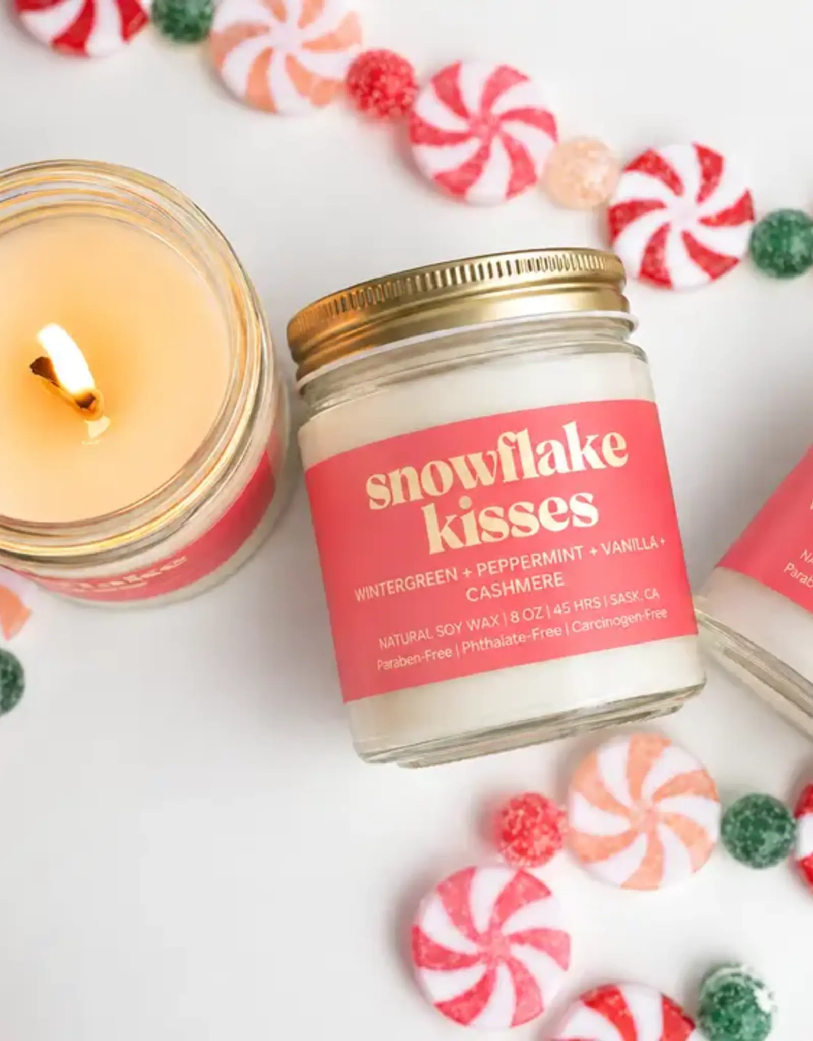 Prairie Creek Candles Wood Wick Candle, Snowflake Kisses 8oz
