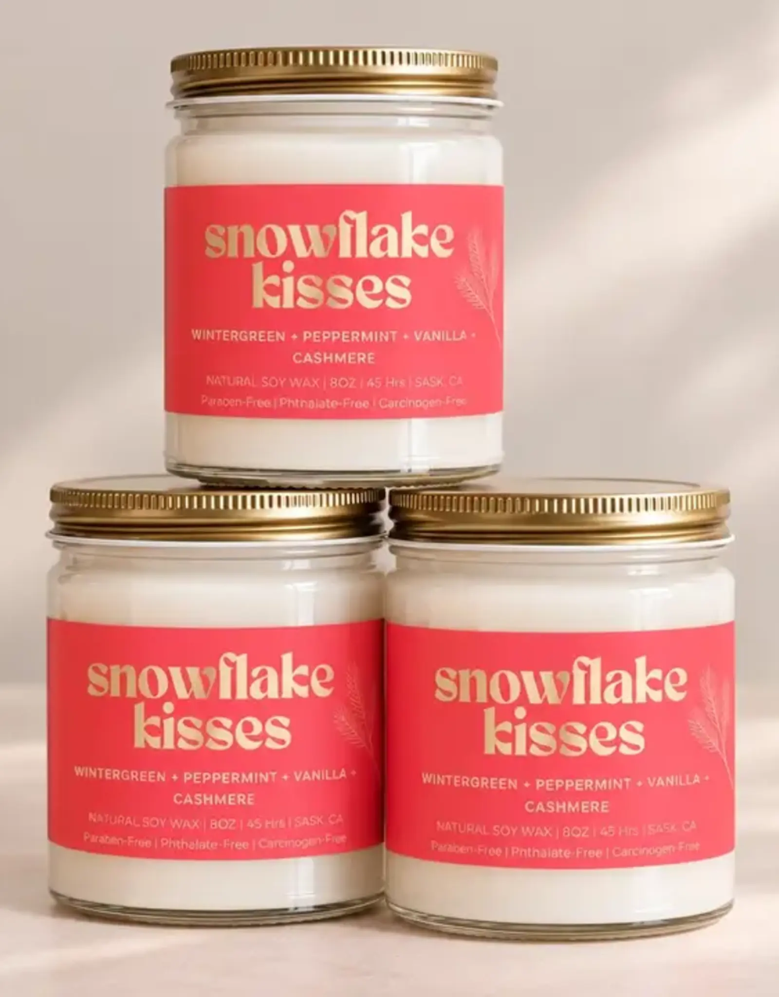 Prairie Creek Candles Wood Wick Candle, Snowflake Kisses 8oz