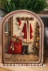 Redeemed Decor Arch Top Framed Art, Santa Suit