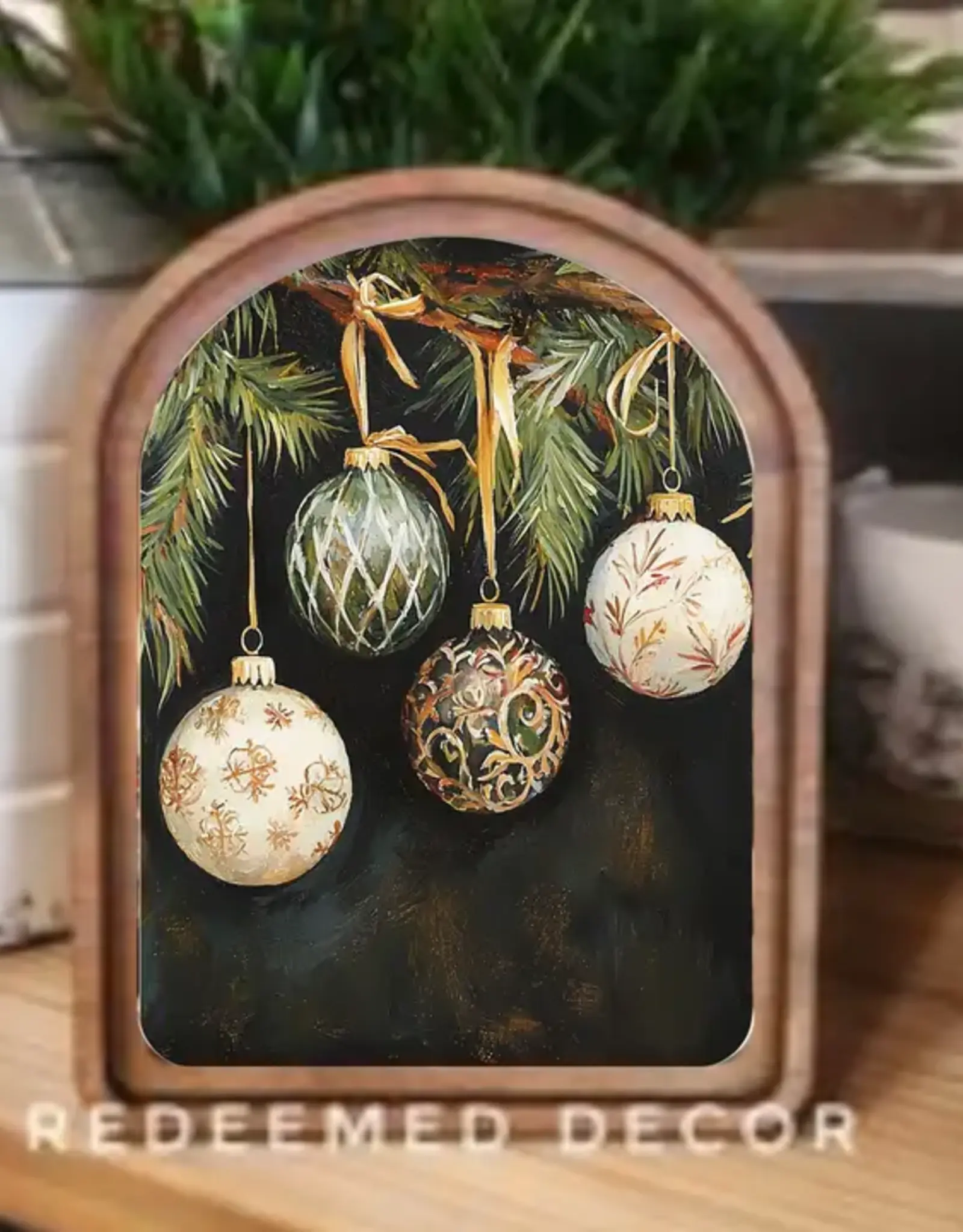 Redeemed Decor Arch Top Framed Art, Ornaments