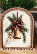 Redeemed Decor Arch Top Framed Art, Christmas Bell 8x11"