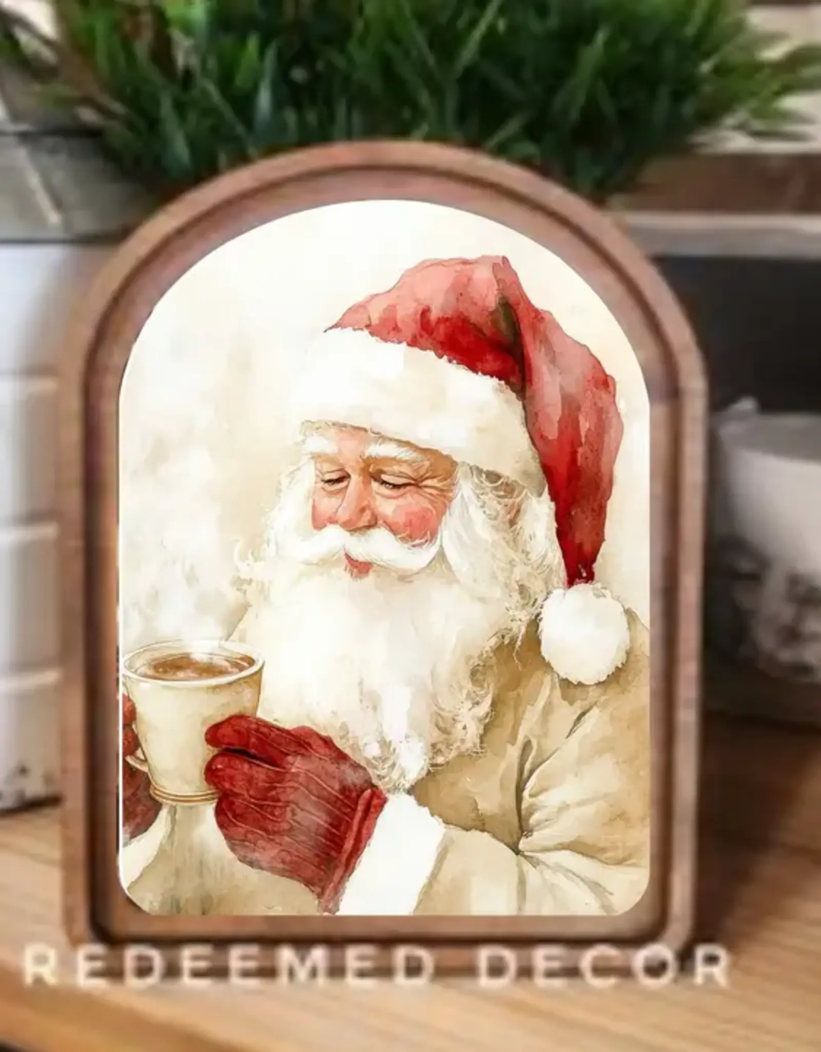 Redeemed Decor Arch Top Framed Art, Coco Santa