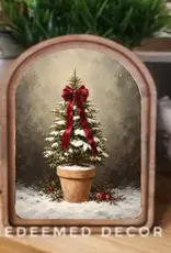 Redeemed Decor Arch Top Framed Art, Tree With Bow