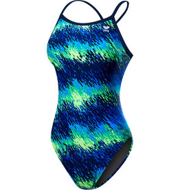 TYR Blue/Green Durafast Elite Lapped Diamondfit Swimsuit Size 38