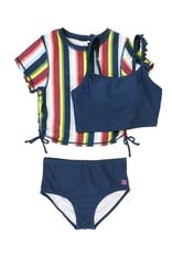 RUFFLE BUTTS / RUGGED BUTTS RUFFLE BUTTS CROPPED RASH GUARD BIKINI 3pc SET