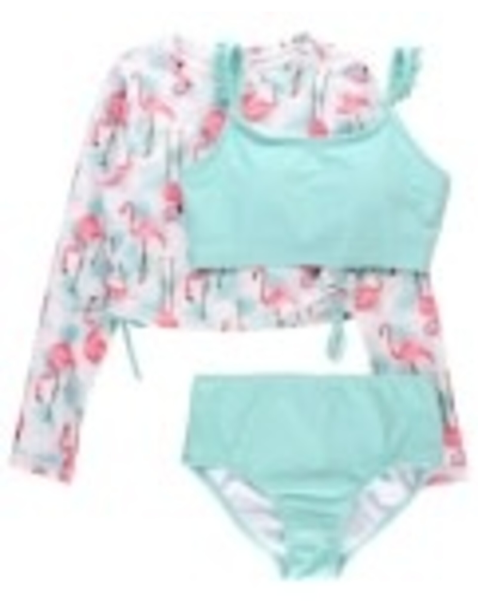 RUFFLE BUTTS / RUGGED BUTTS RUFFLEBUTTS CROPPED LONG SLEEVE RASH GUARD BIKINI