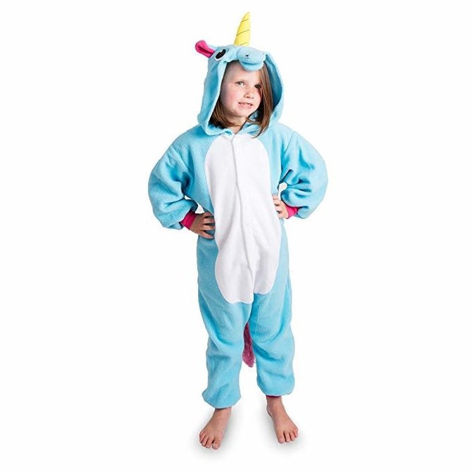 Pyjama licorne pour enfants (Onesie) bleu 10-12