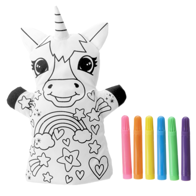 La Licornerie Hand Puppet '' Draw It Yourself'' with 6 markers