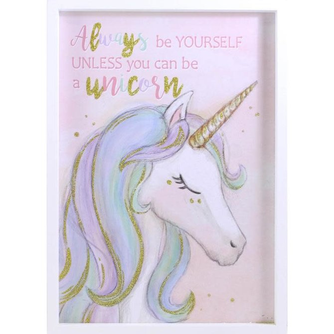 La Licornerie Cadre licorne avec lettrage brillant "Always be yourself unless you can be a unicorn"