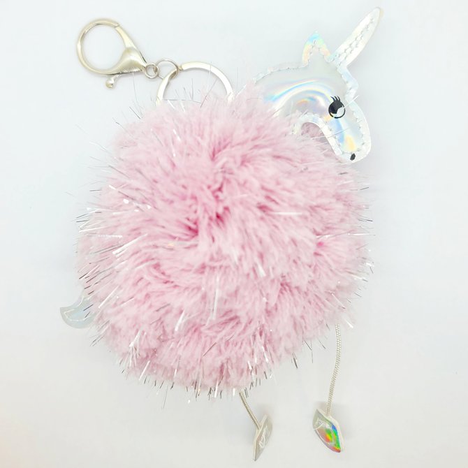 La Licornerie Pink Unicorn Pompom Keychain