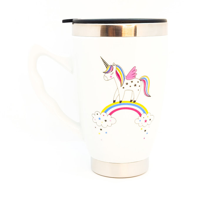 La Licornerie Thermos cup with lid unicorn on rainbow