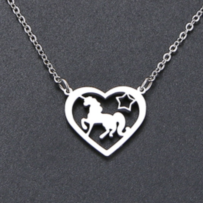 La Licornerie Unicorn Necklace with Star in a Heart