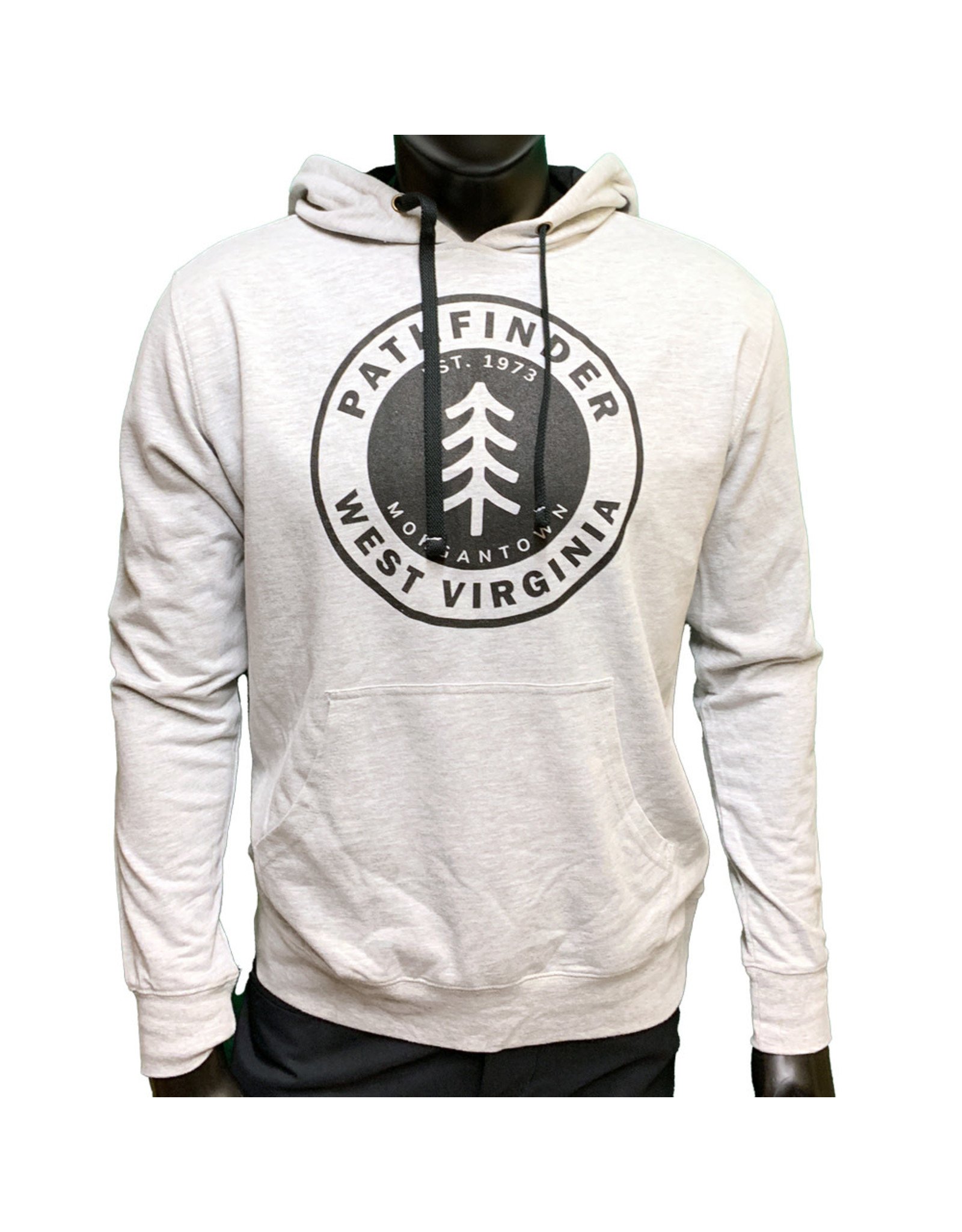 Pathfinder Pine Tree French Terry Hooded Pullover Heather Grey/Black