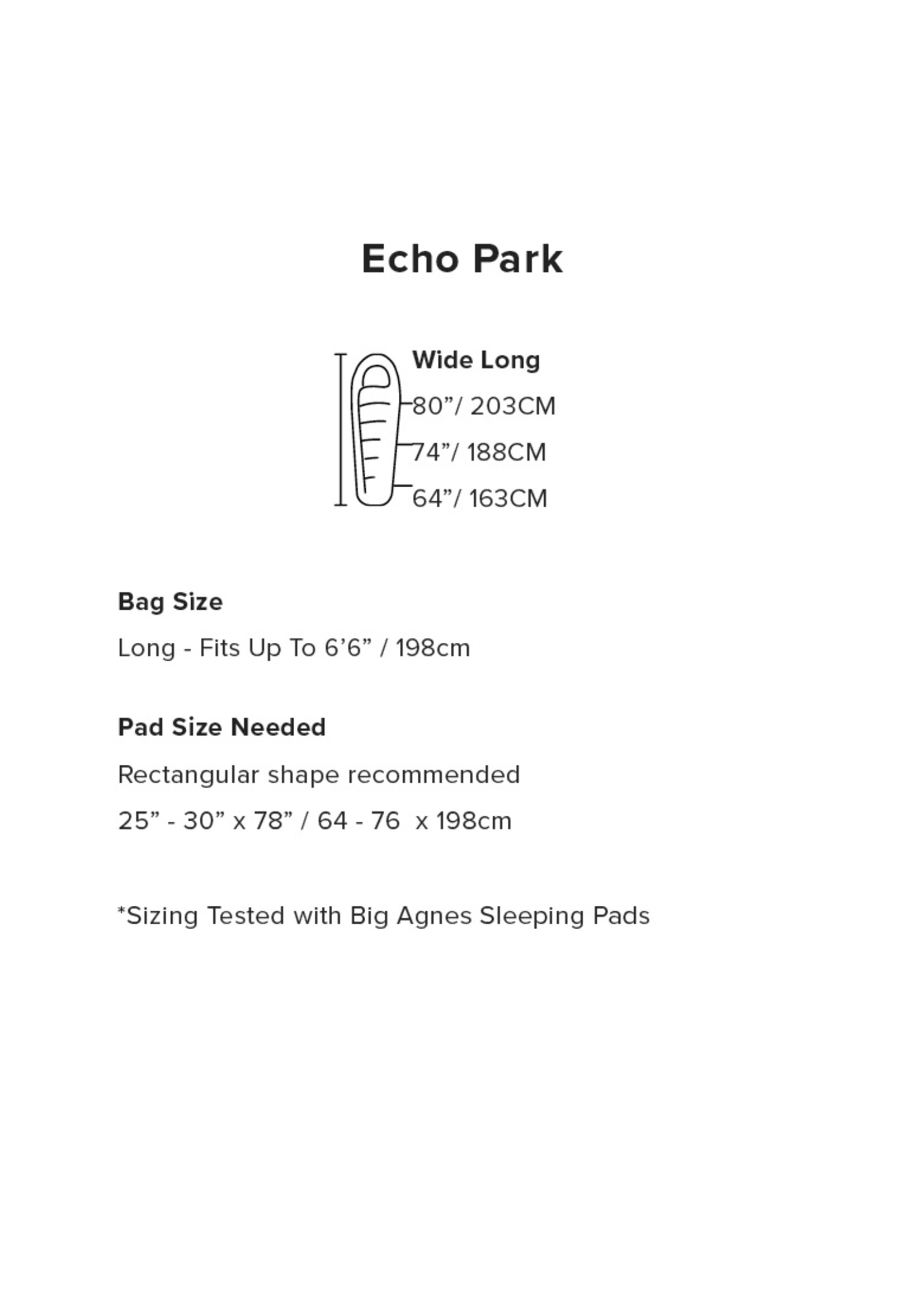 Big Agnes Echo Park 20 (FireLine Max) - Wide Long
