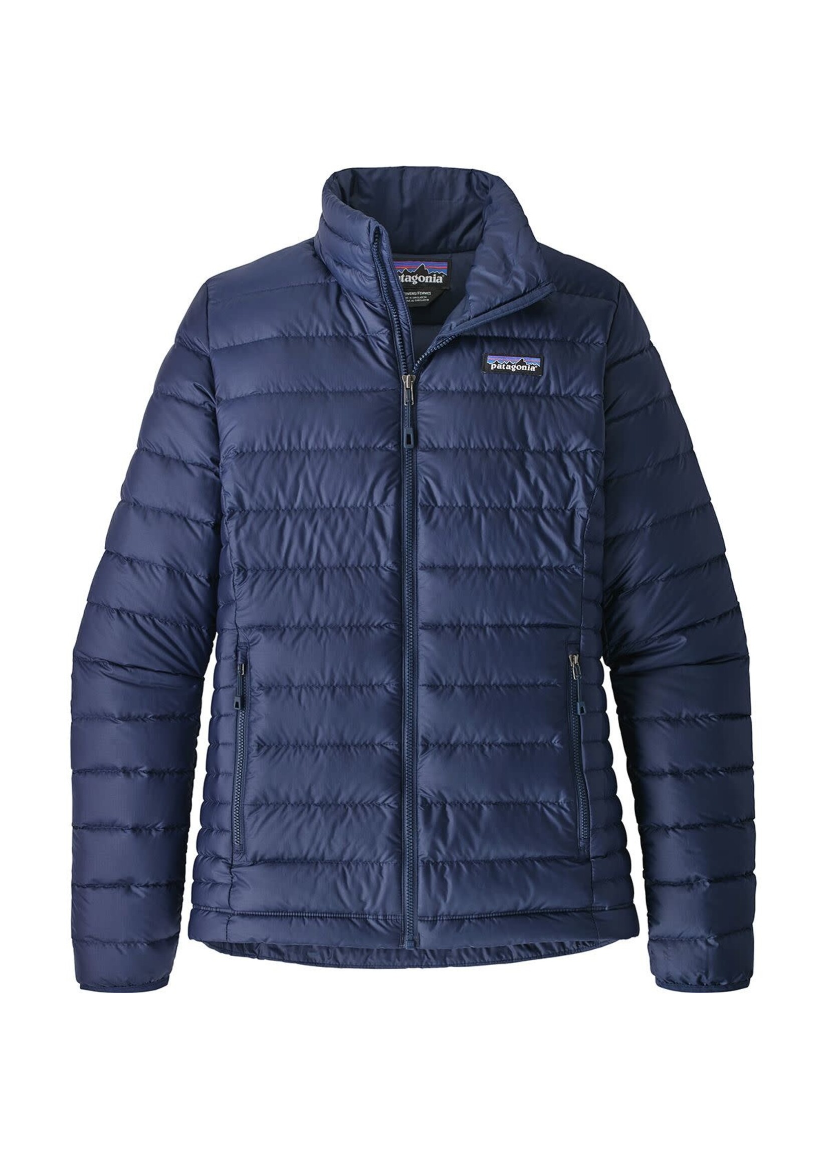 Womens PATAGONIA Navy Blue Goose Down Zip Sweater Puffer Jacket $349 Small