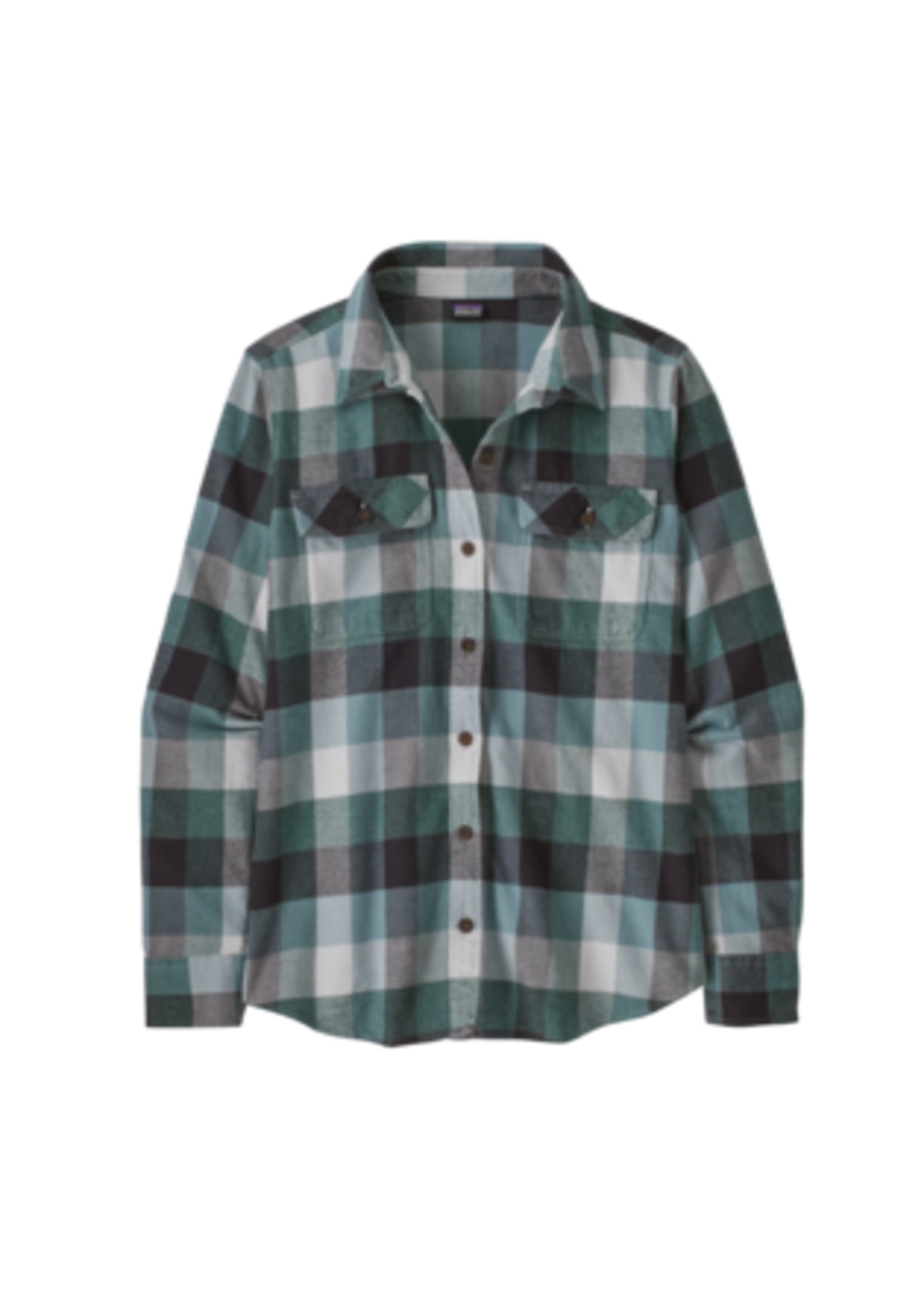 Patagonia W's L/S Org Cotton MW Fjord Flannel  - Guides: Nouveau Green