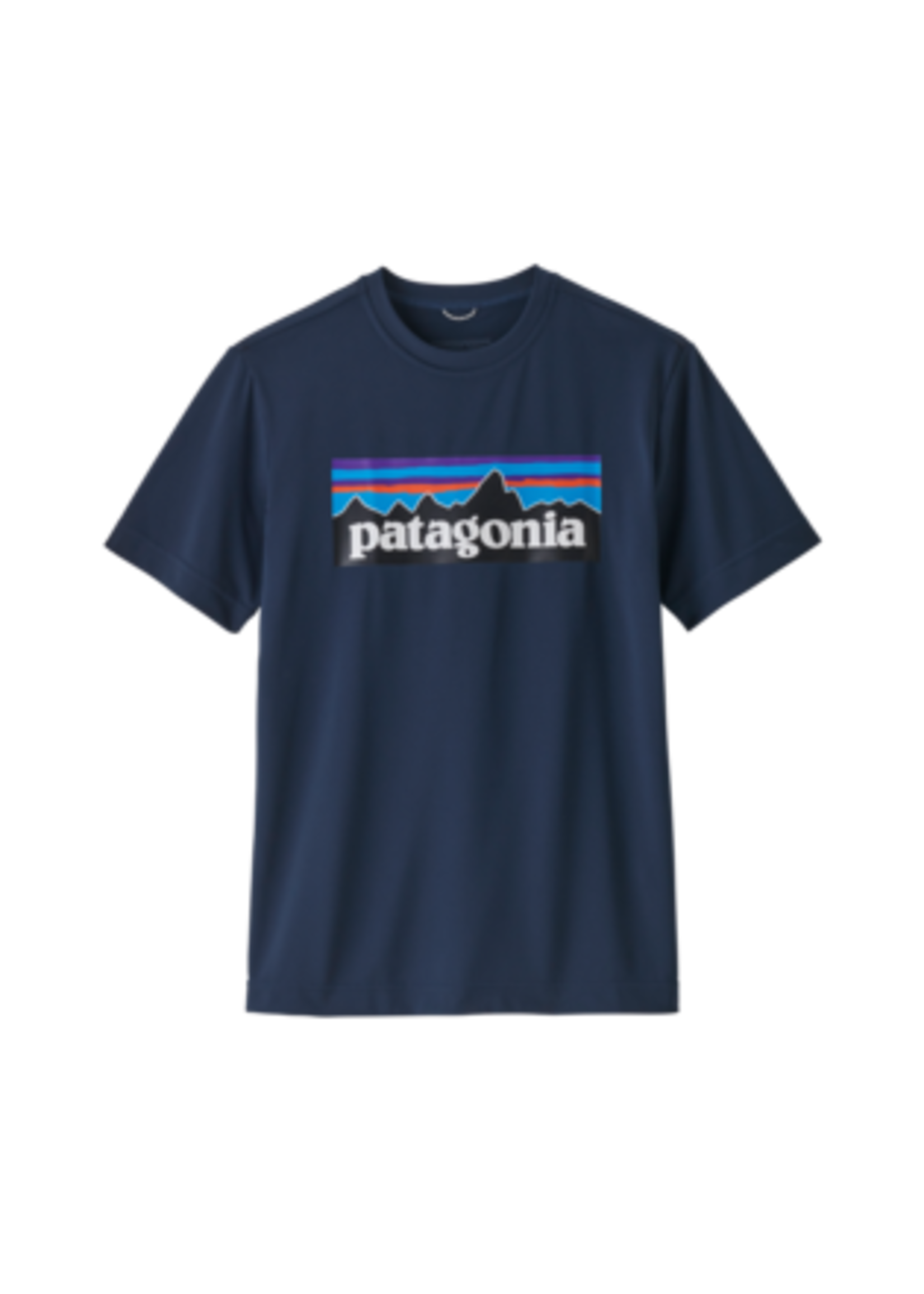 Patagonia Boys' Cap Cool Daily T-Shirt - P-6 Logo: New Navy