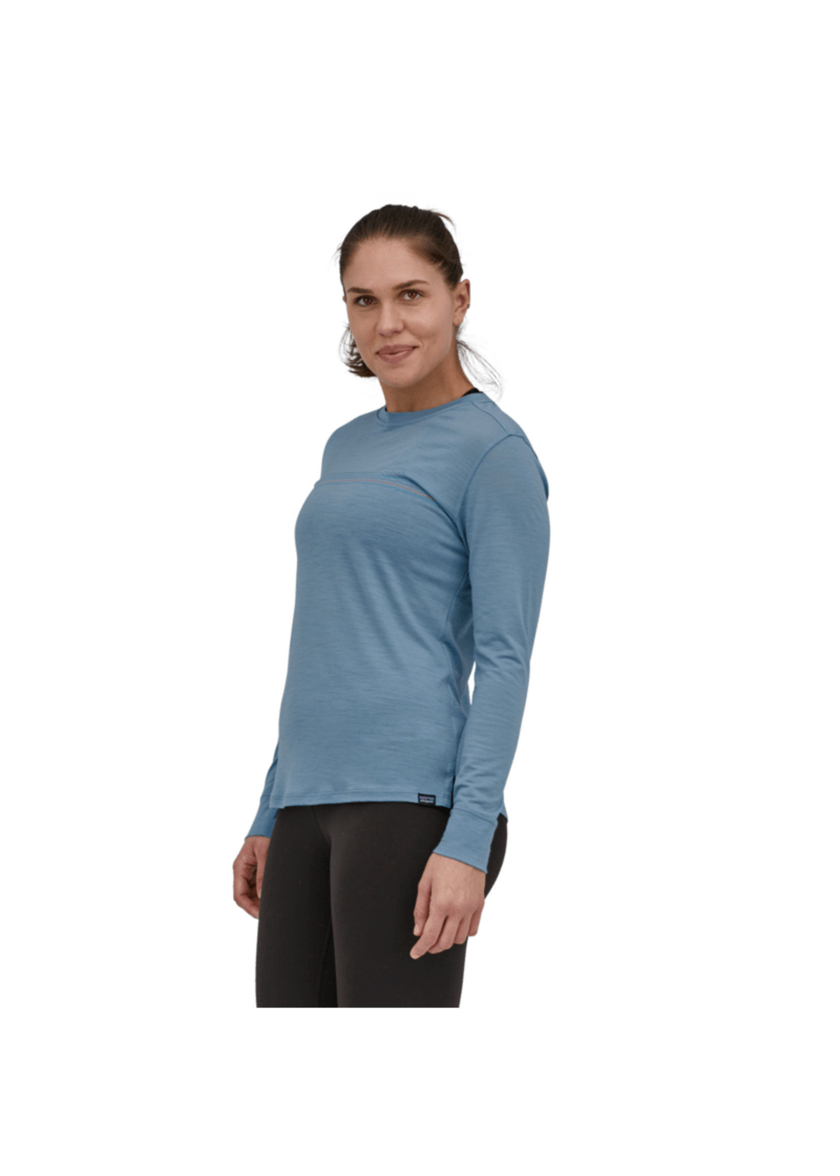 Patagonia Women's Long Sleeve Cap Cool Merino Blend Graphic Shirt - Grey