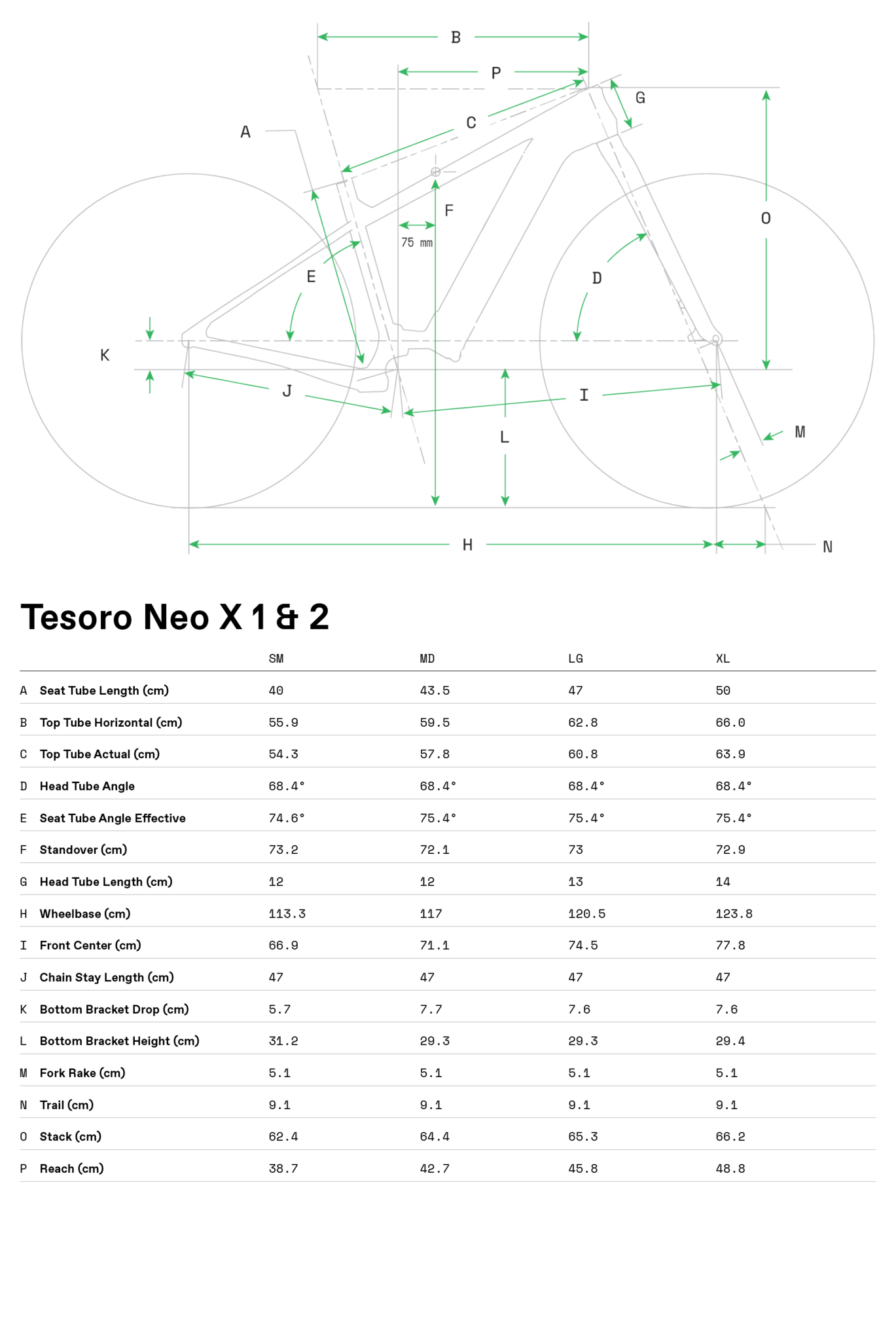 Cannondale Tesoro Neo X Geometry Chart