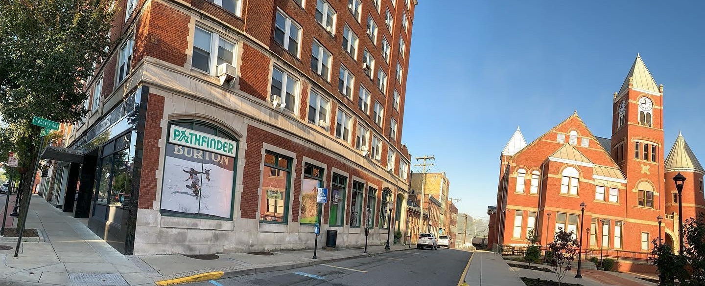 Pathfinder of WV storefront on High Street in Morgantown