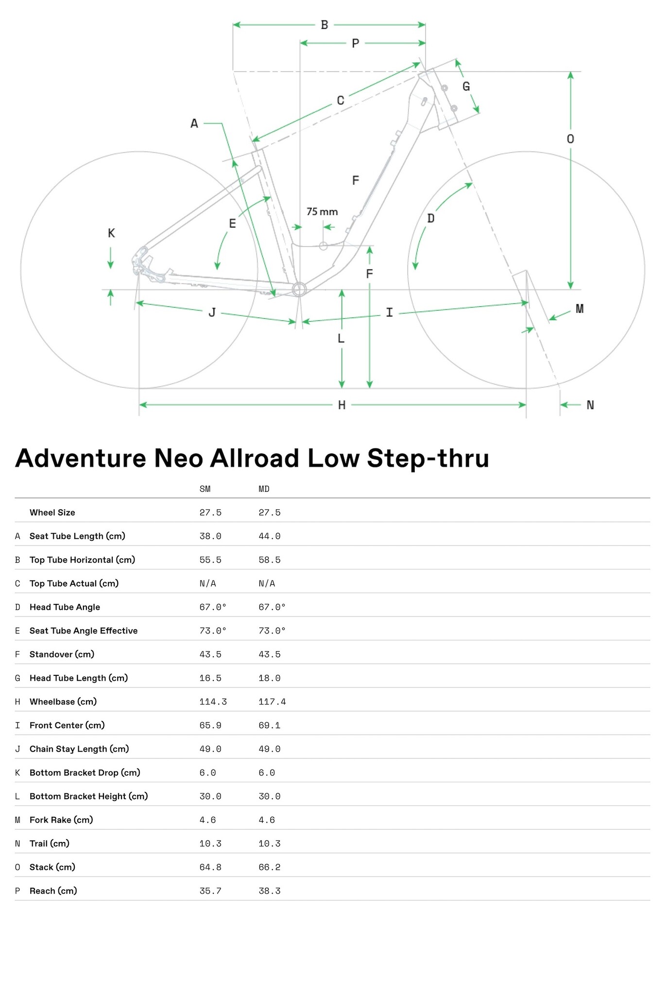 Adventure Neo Allroad Low StepThru Geometry Table