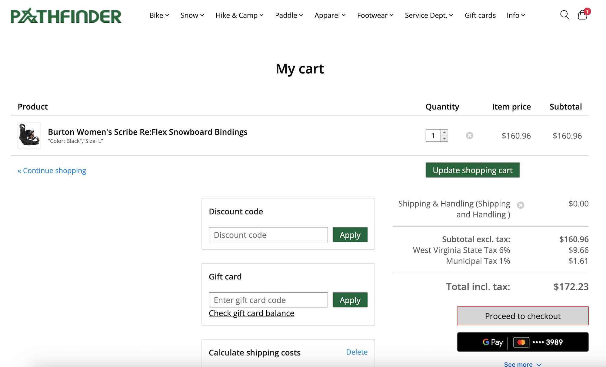 Go to your cart page.