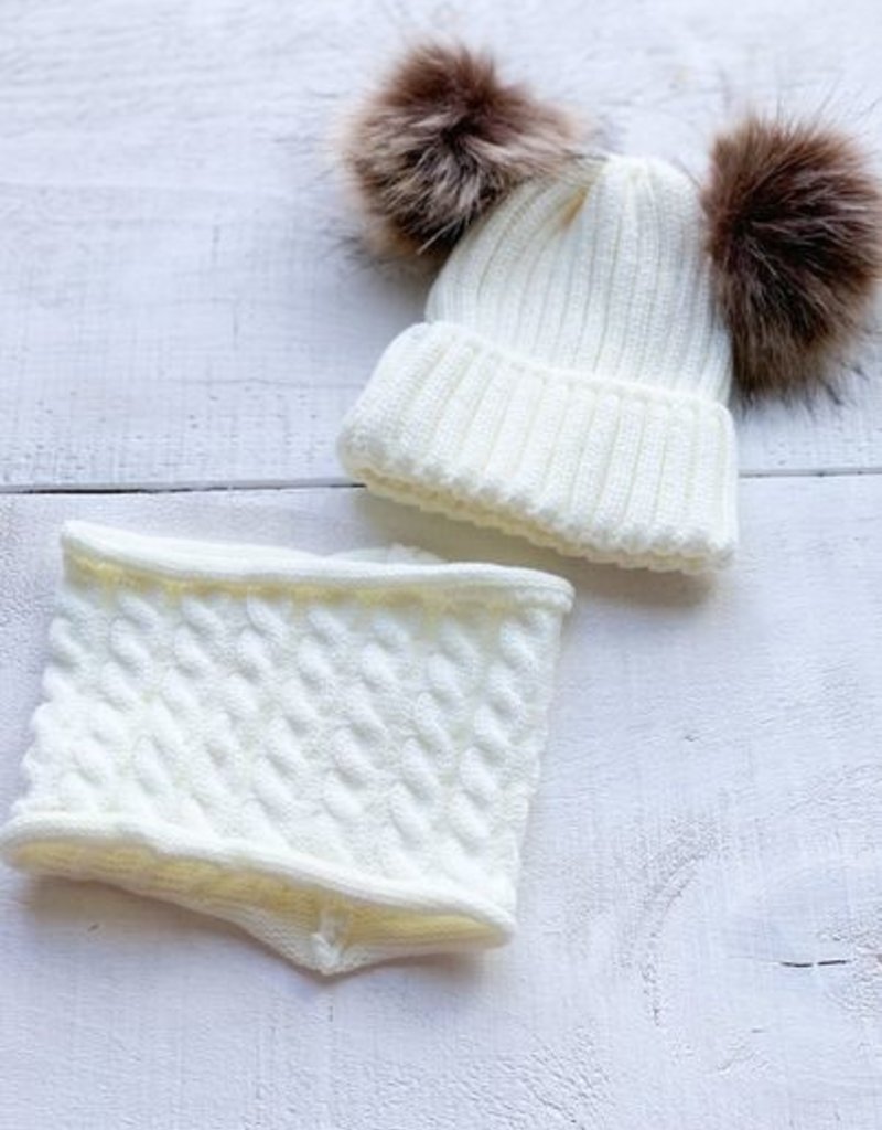 Ensemble Chapeau Et Cache Cou Blanc Bebe Loup