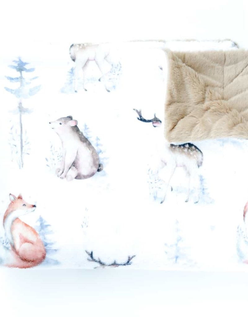 Doux Bécot Couverture minky 27 x 40 animaux hivernaux
