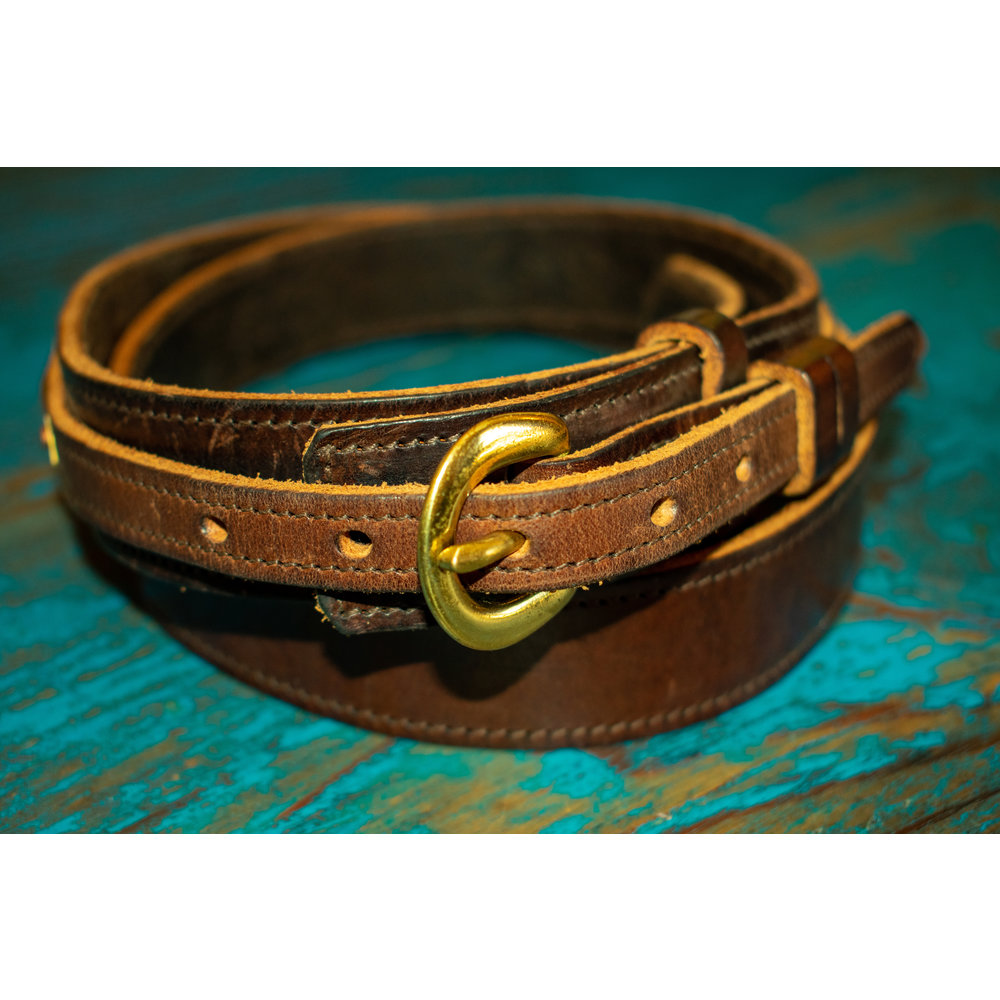 The Kentucky Belt - Stitched Brown Bridle Nameplate Belt
