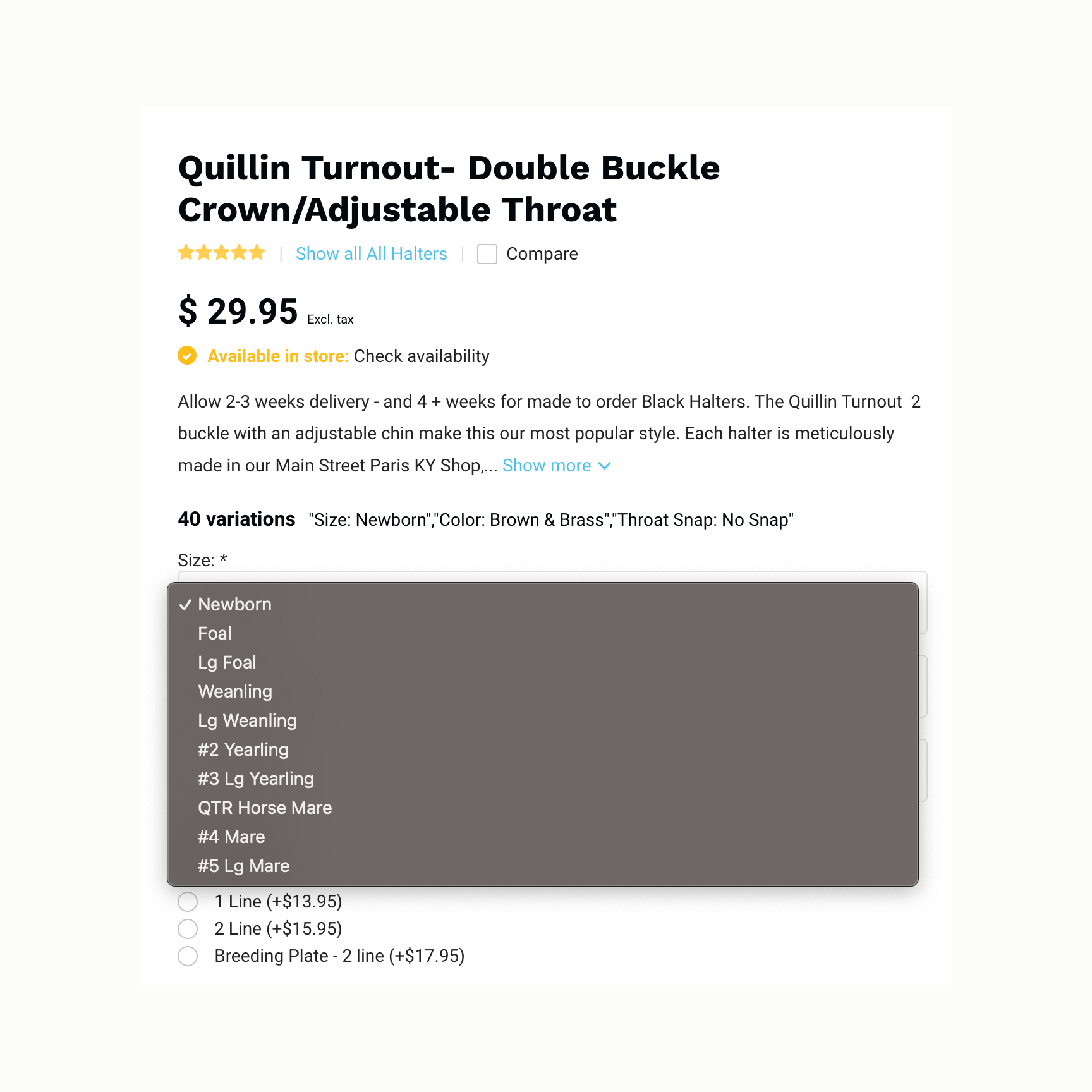 Style, Size, Color ... and an optional Name Plate